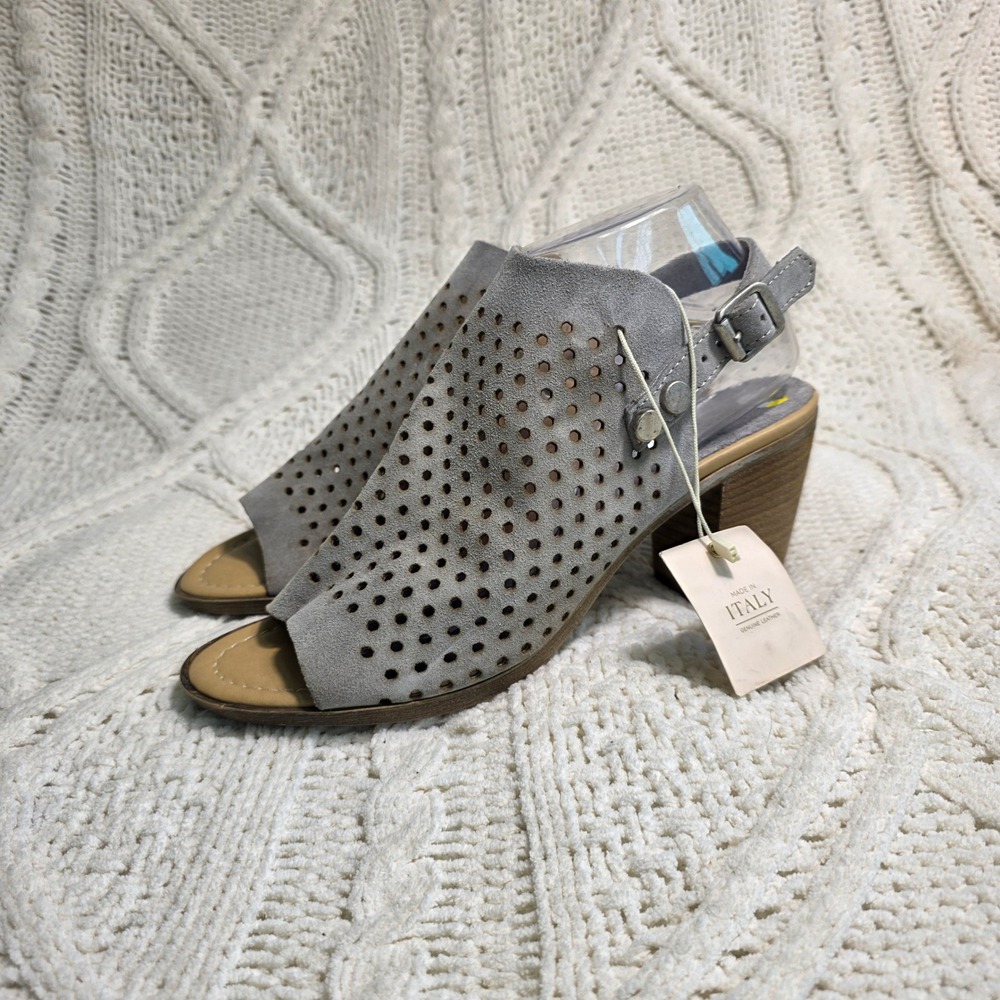 Sophia Milano Sandals Booties Gray Perforated Leather Peep Toe Women 9‎ NEW
